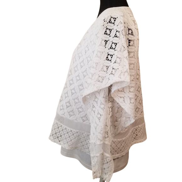 Alfred Dunner Career Casual White/Cream Embroidered Poncho W/Tunic Shell Size 12 - Picture 2 of 11